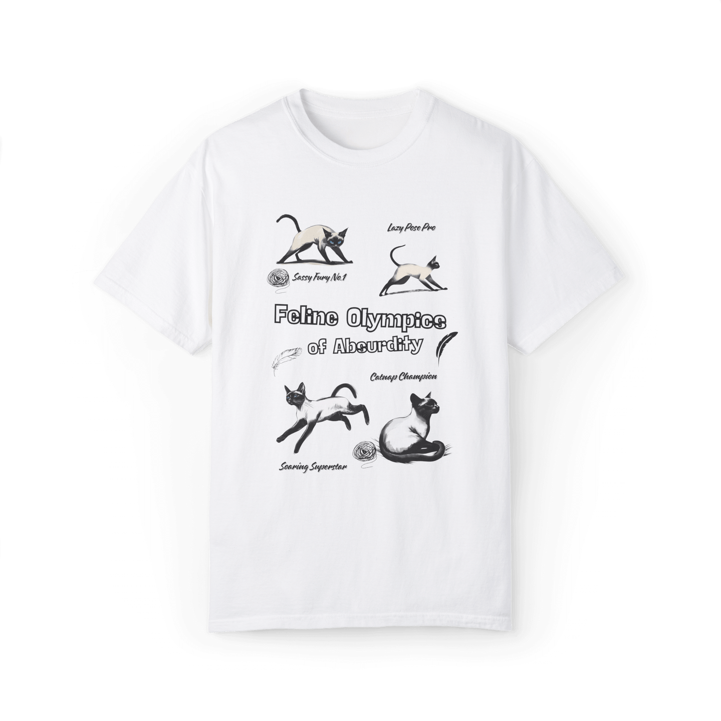 Feline Olympics Siamese Cat T-shirt - Whimsical Design