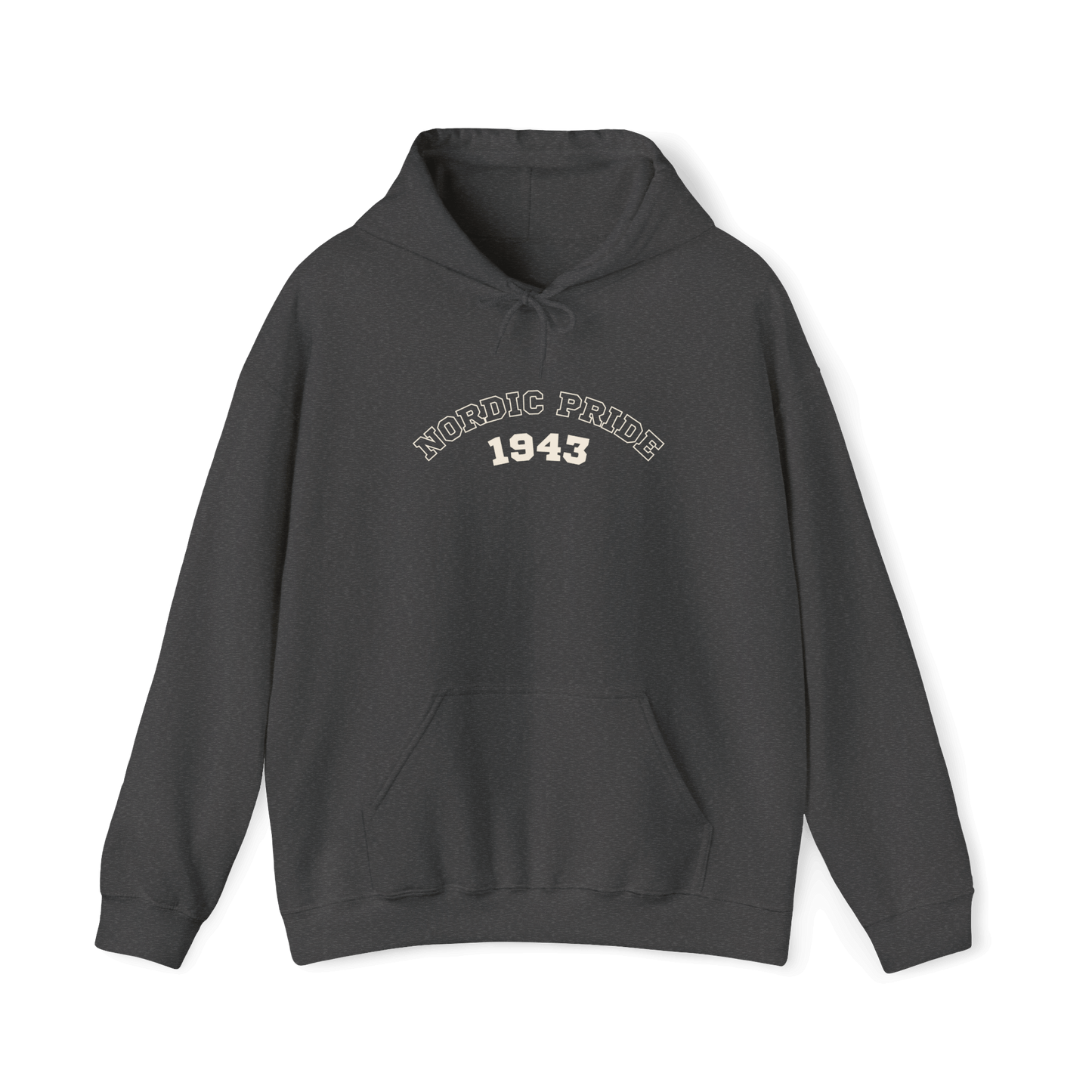 Swedish Vallhund hoodie with "NORDIC PRIDE 1943" design, featuring a relaxed fit and cozy style.