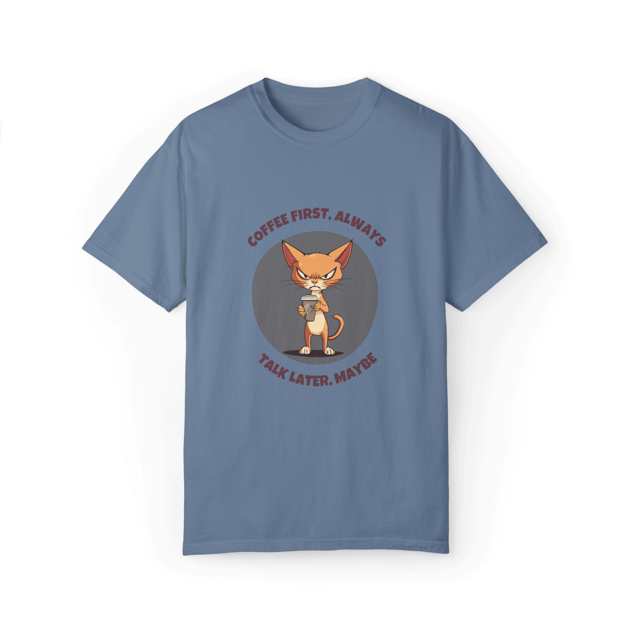 Coffee First Abyssinian Cat T-shirt - Talk Later Design