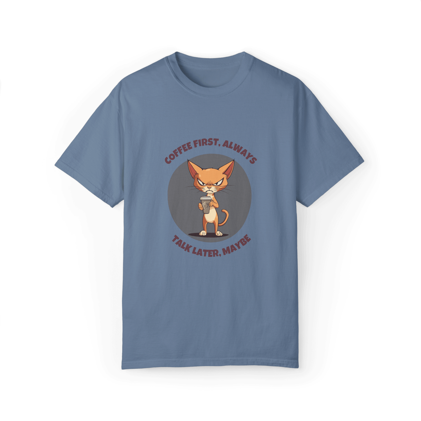 Coffee First Abyssinian Cat T-shirt - Talk Later Design