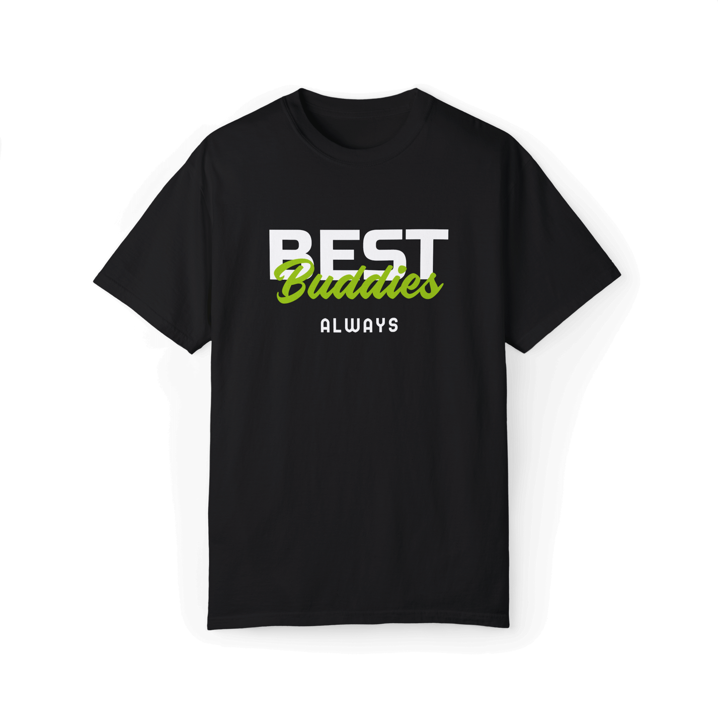 Black T-shirt featuring the friendship-themed design with the text "BEST Buddies ALWAYS."