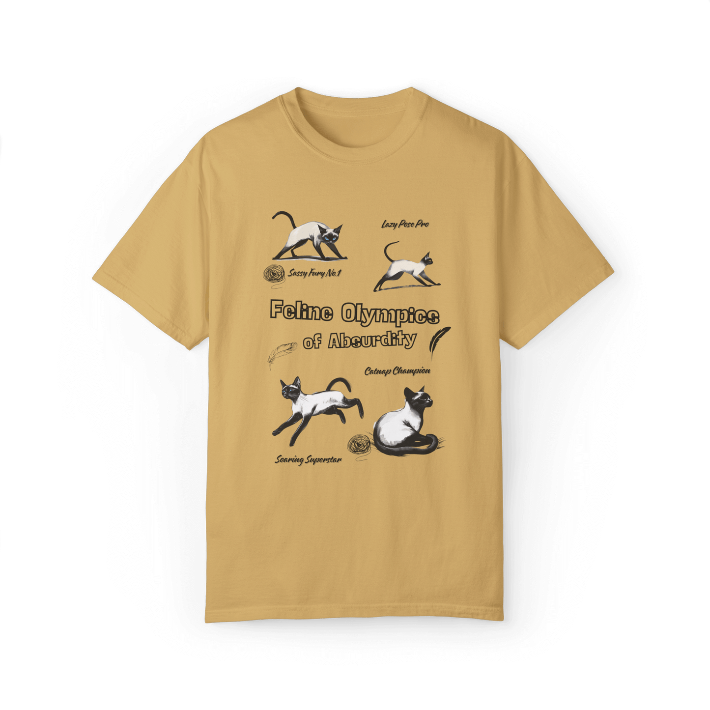 Feline Olympics Siamese Cat T-shirt - Whimsical Design