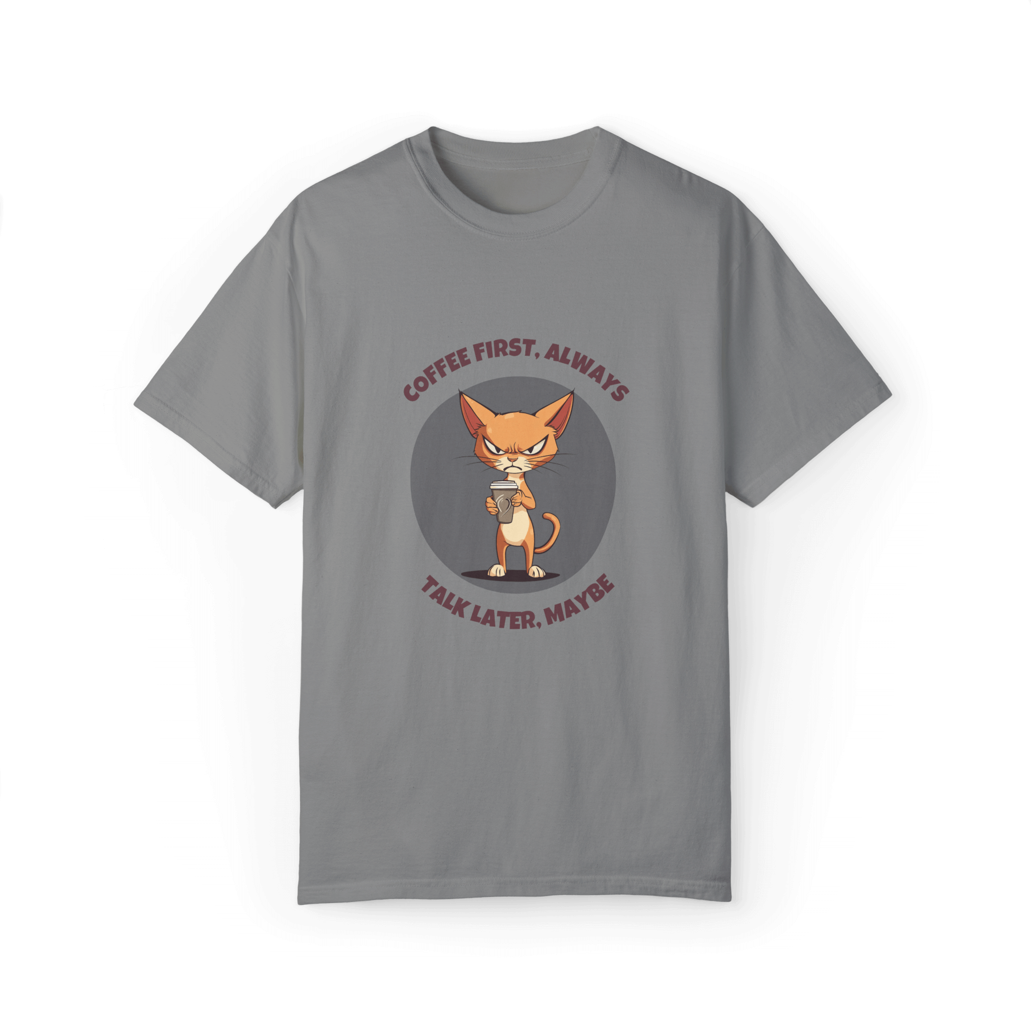 Coffee First Abyssinian Cat T-shirt - Talk Later Design