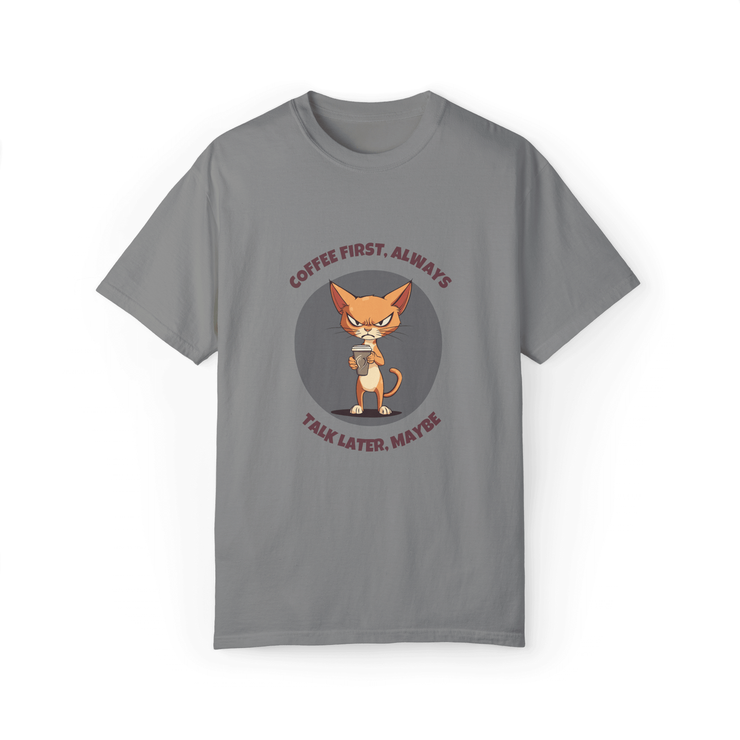 Coffee First Abyssinian Cat T-shirt - Talk Later Design