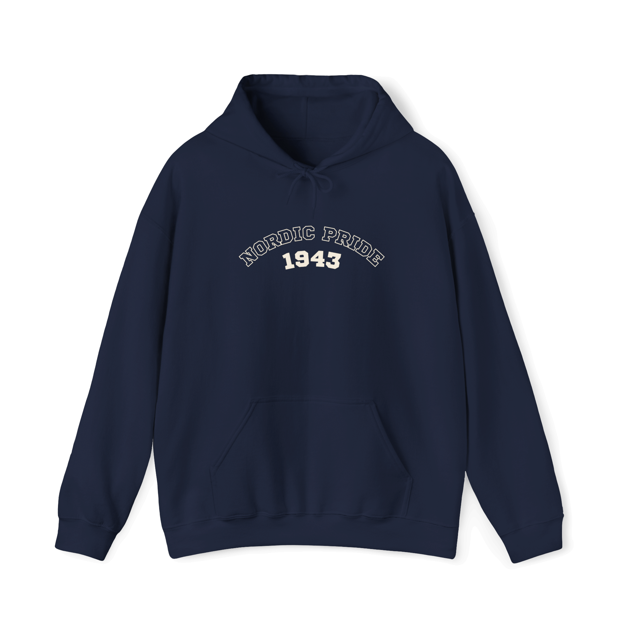 Swedish Vallhund hoodie featuring 'NORDIC PRIDE 1943' design, relaxed fit, perfect for dog and cat lovers.