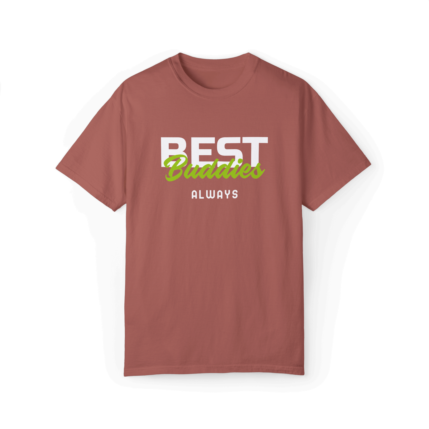 Dusty pink T-shirt featuring the friendship-themed design with the text "BEST Buddies ALWAYS."