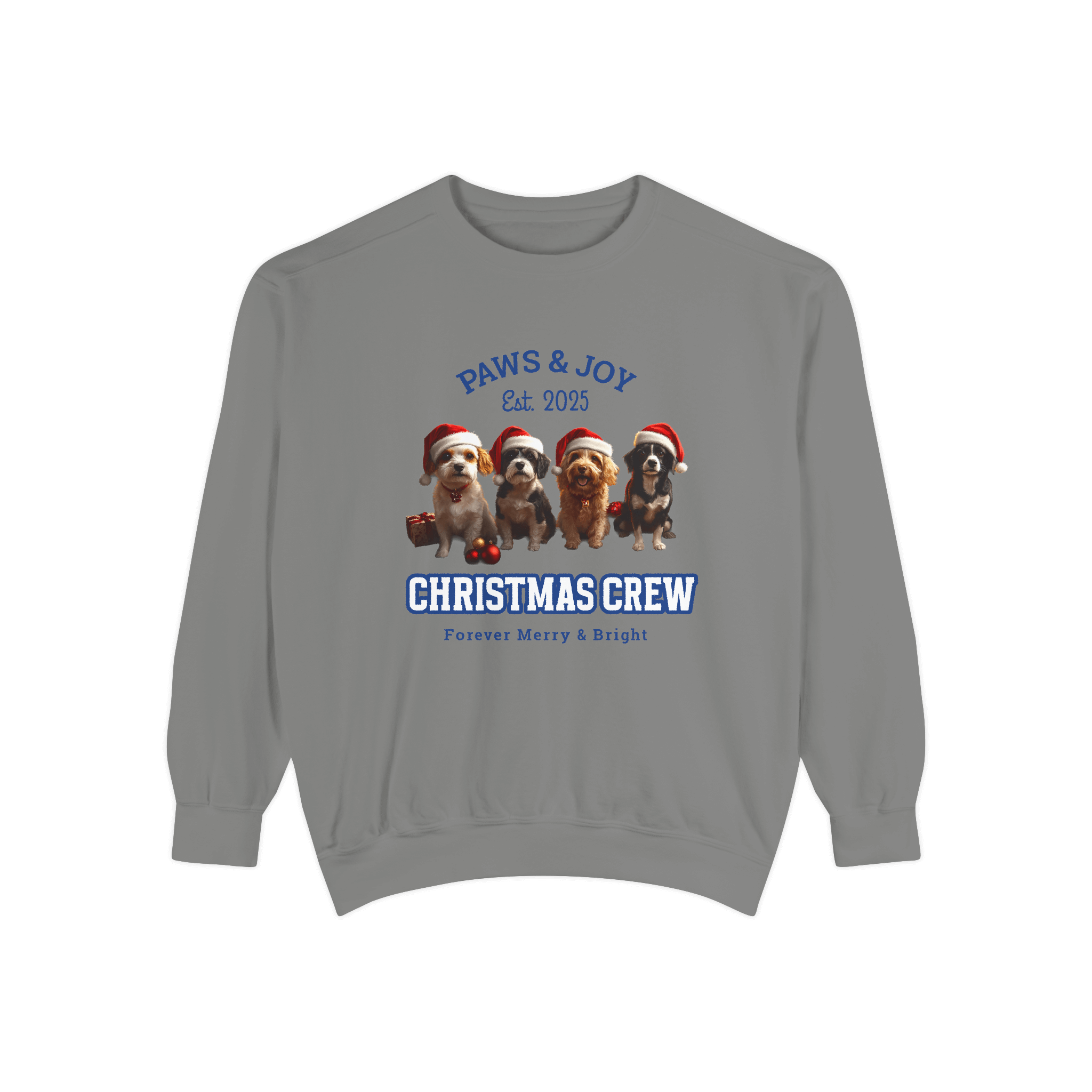 Gray Christmas-themed sweatshirt featuring 