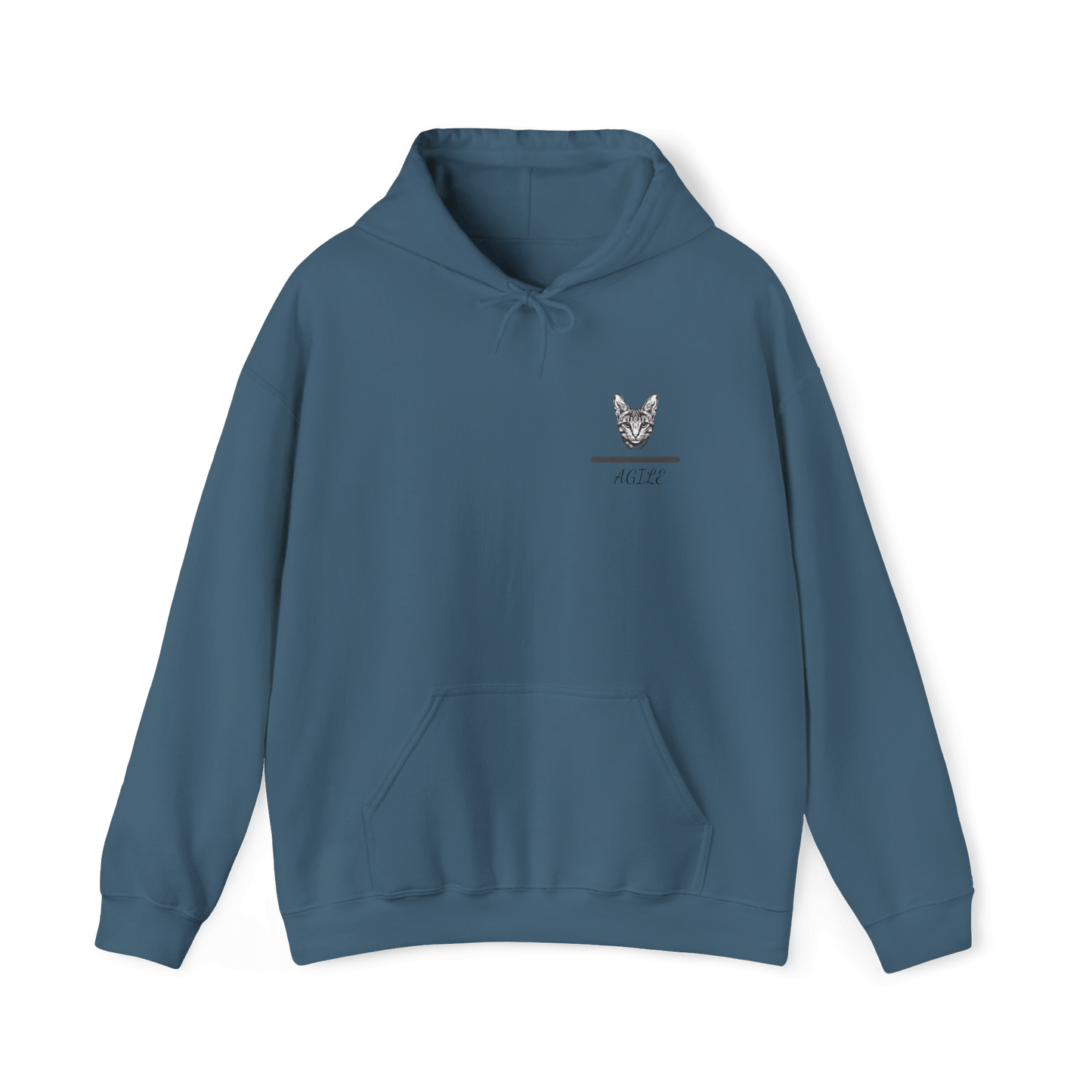 Agile Savannah Cat Hoodie - Elegant Minimalist Design