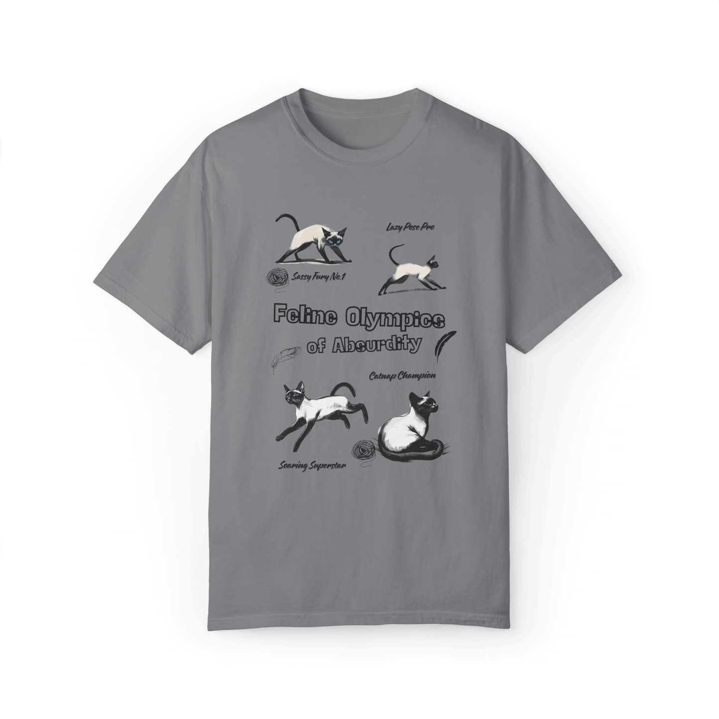 Feline Olympics Siamese Cat T-shirt - Whimsical Design