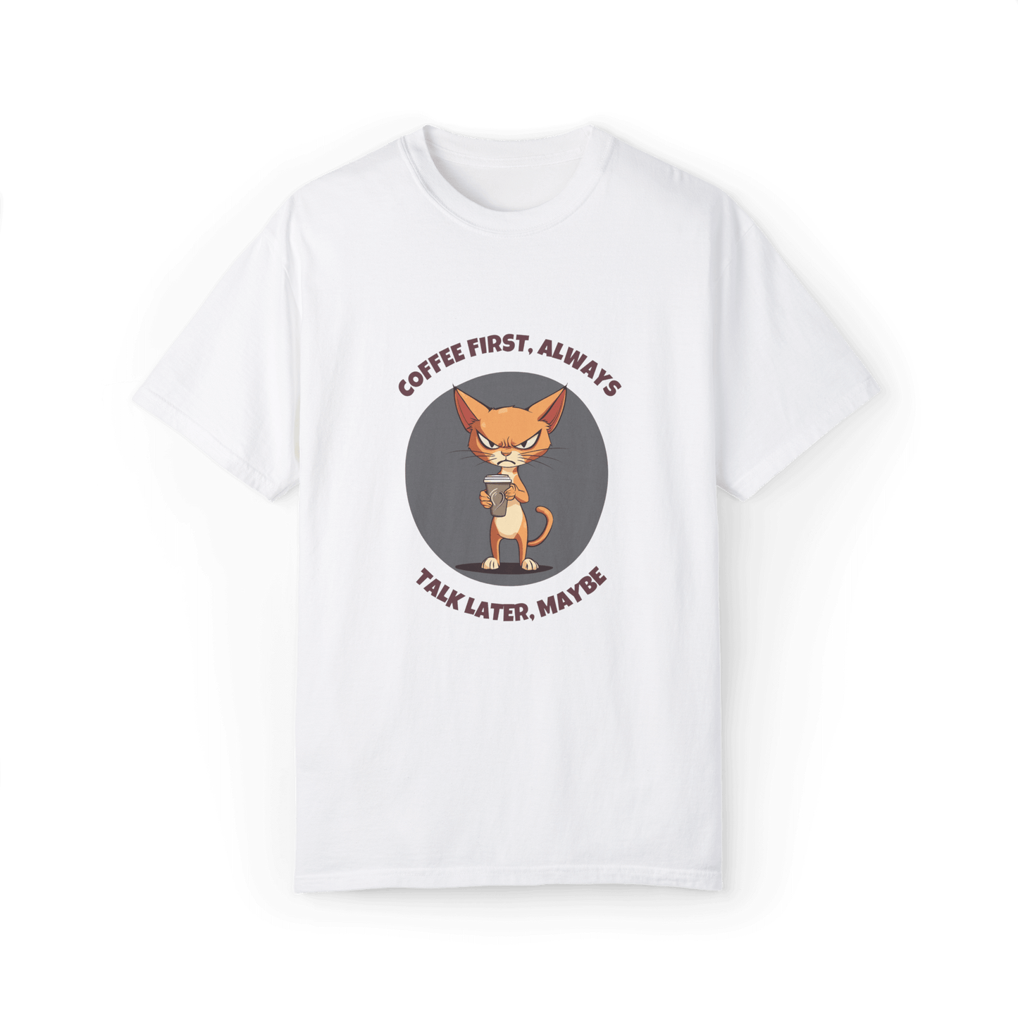 Coffee First Abyssinian Cat T-shirt - Talk Later Design