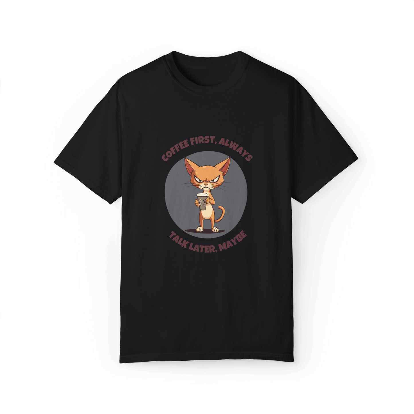 Coffee First Abyssinian Cat T-shirt - Talk Later Design