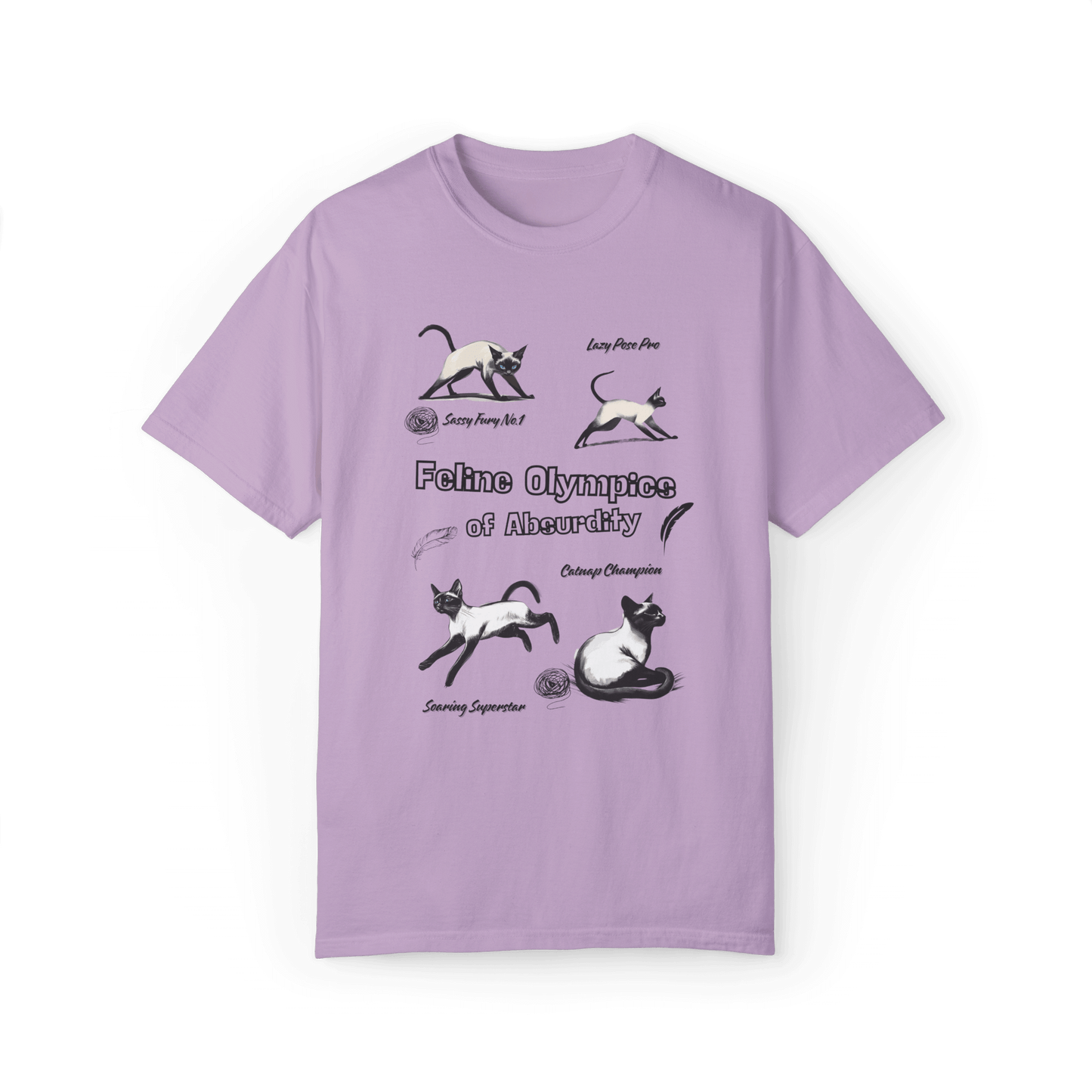 Feline Olympics Siamese Cat T-shirt - Whimsical Design