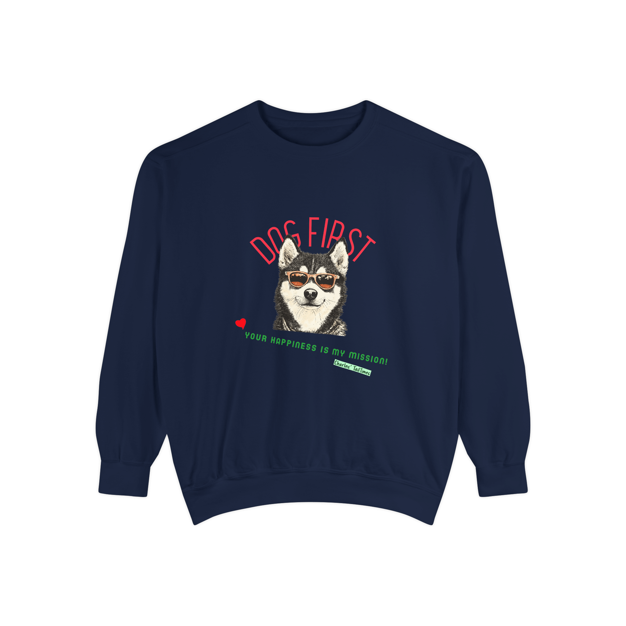 Navy blue sweatshirt featuring a Husky illustration and 