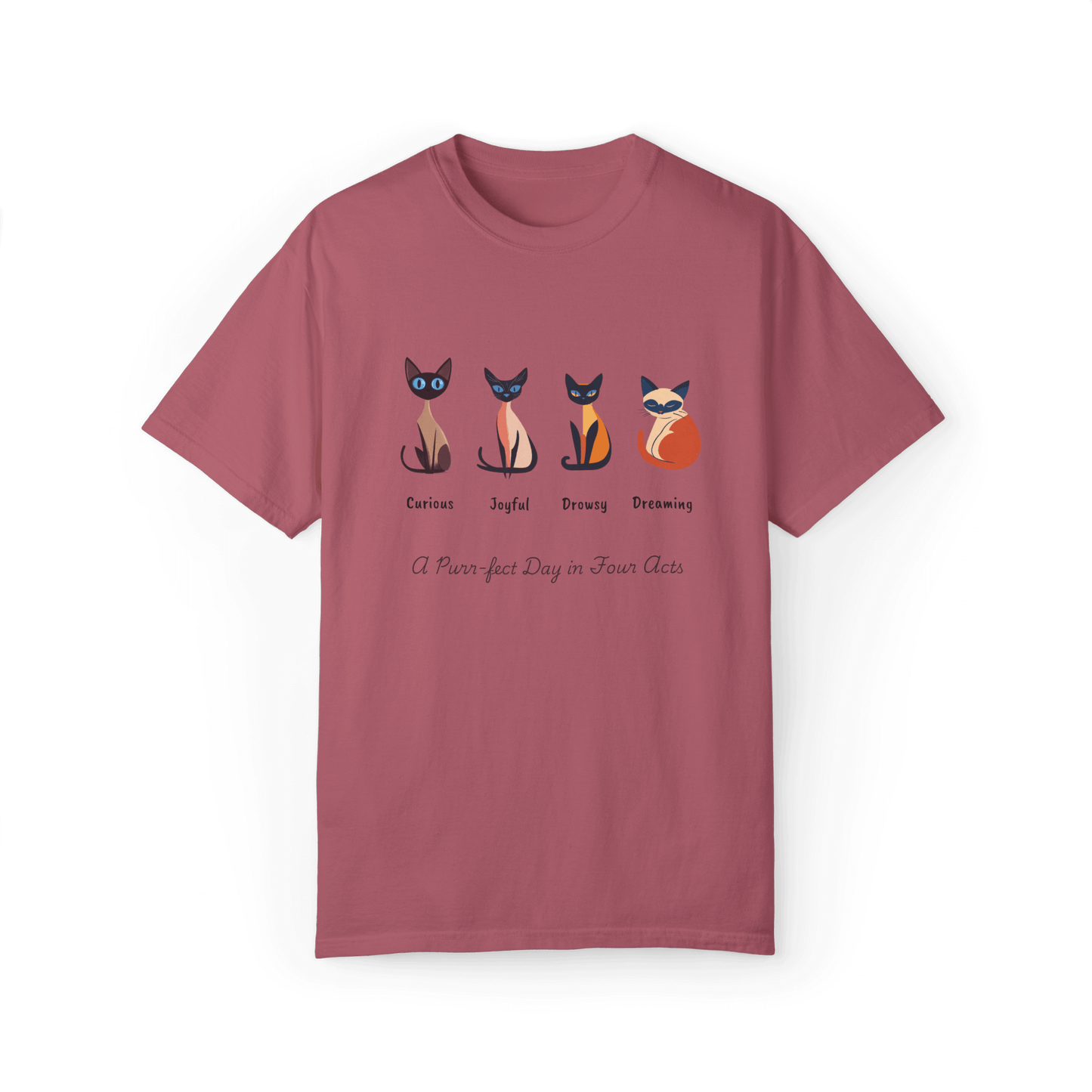 Four Moods Siamese Cat T-shirt - A Purr-fect Day in Acts