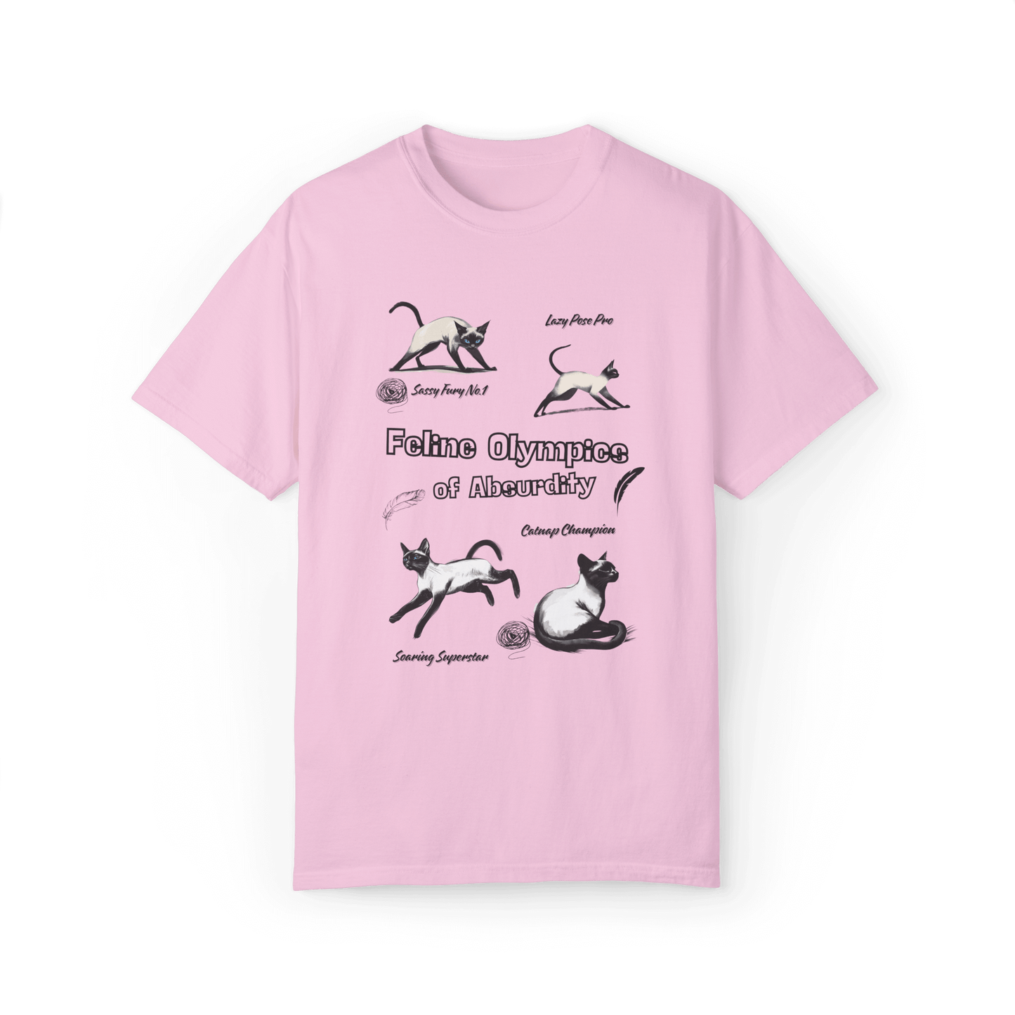 Feline Olympics Siamese Cat T-shirt - Whimsical Design