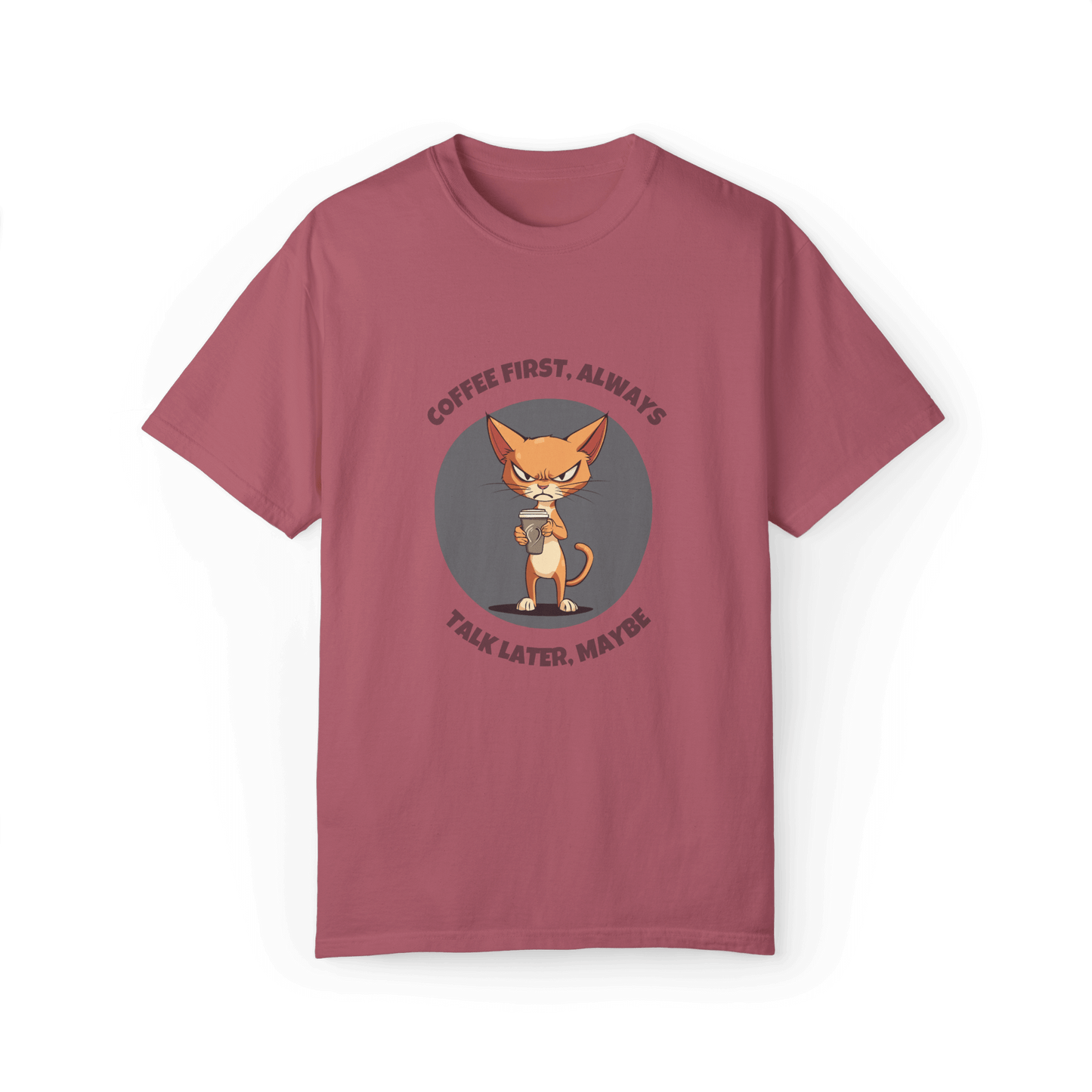 Coffee First Abyssinian Cat T-shirt - Talk Later Design