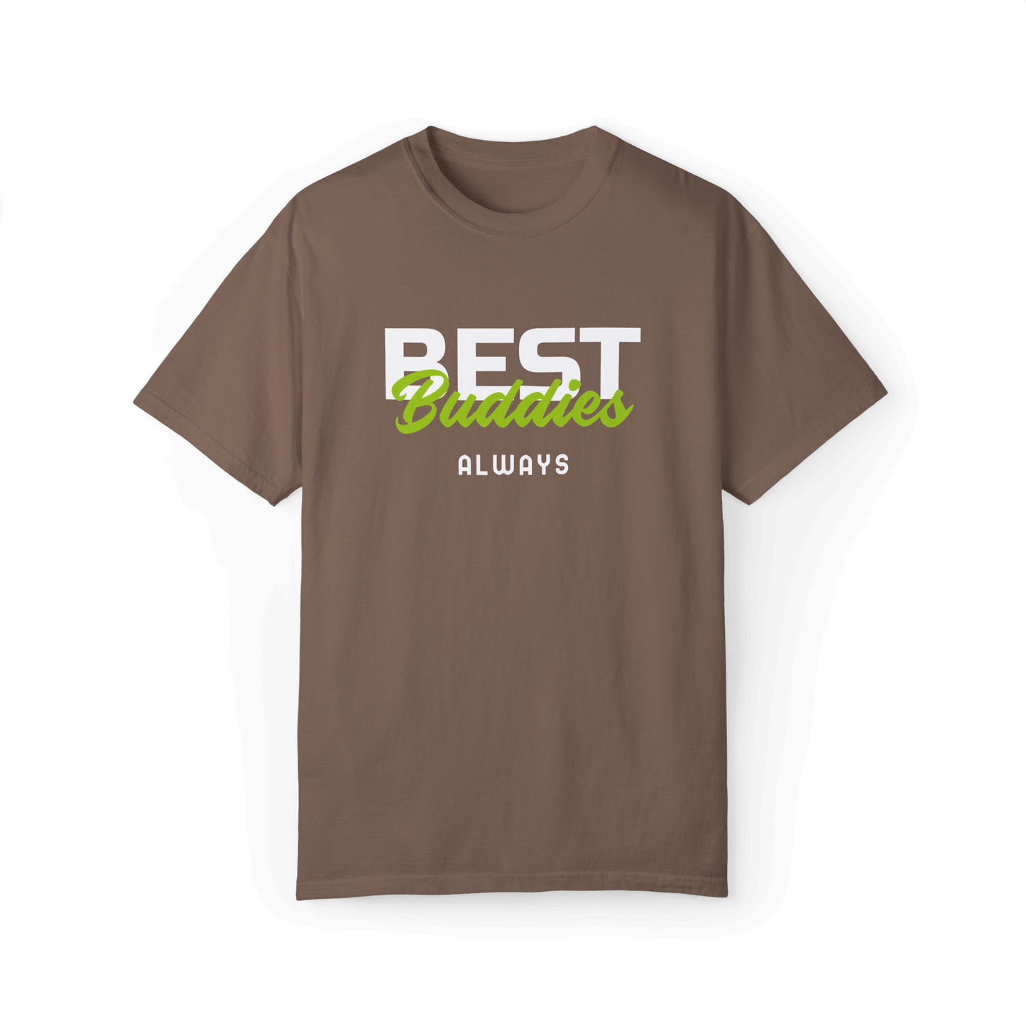 Brown T-shirt featuring the friendship-themed design with the text "BEST Buddies ALWAYS."