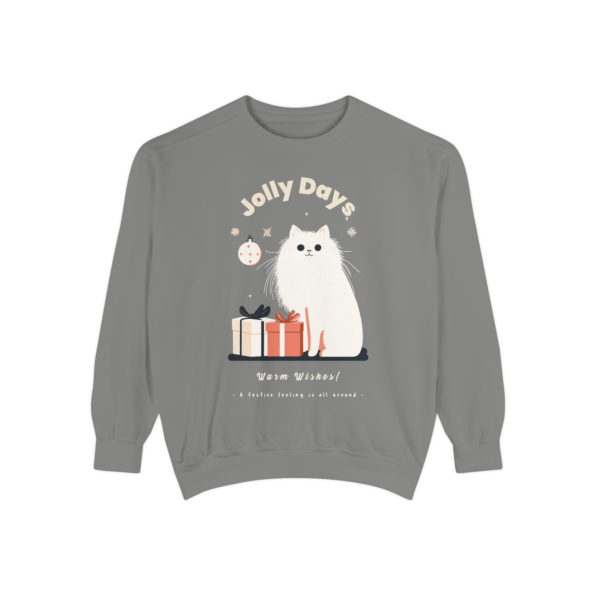 Gray Christmas-themed sweatshirt featuring the phrase 