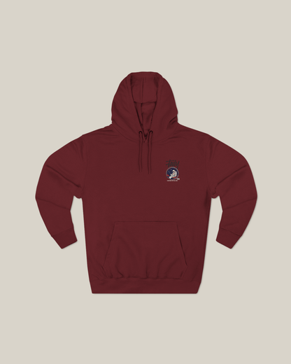 Taily “Space Club” Streetwear Graphic Hoodie in burgundy showcasing an astronaut design.