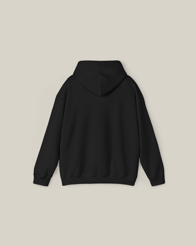 Back view of the Taily Bird embroidered hoodie in black, showcasing its minimalistic design and casual fit.