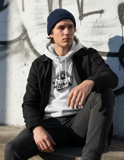 Taily World Graphic Hoodie – White | Taily Apparel