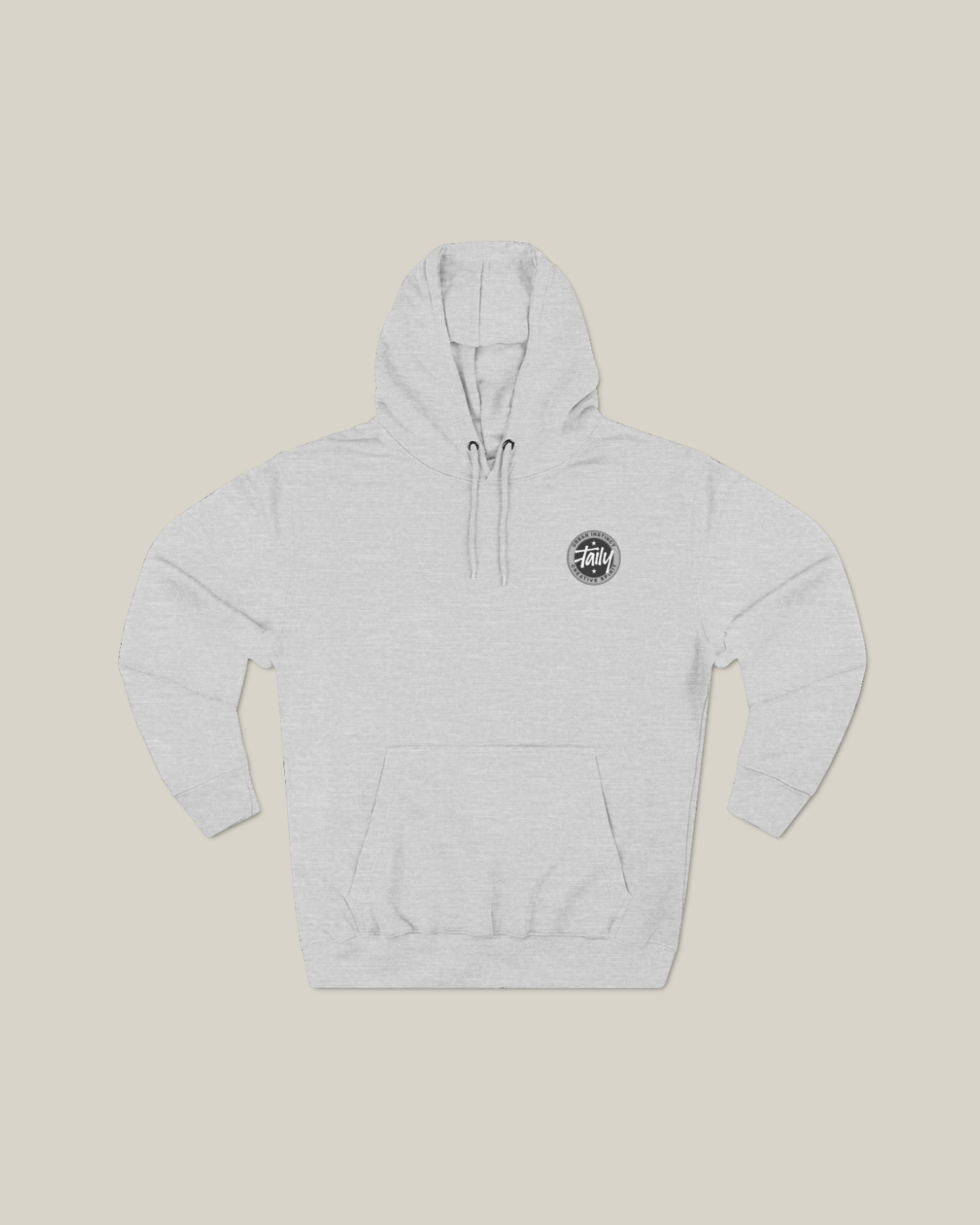 Taily Horizons Instinct Hoodie in Heather Grey, featuring logo print on front and bold graphic on the back.