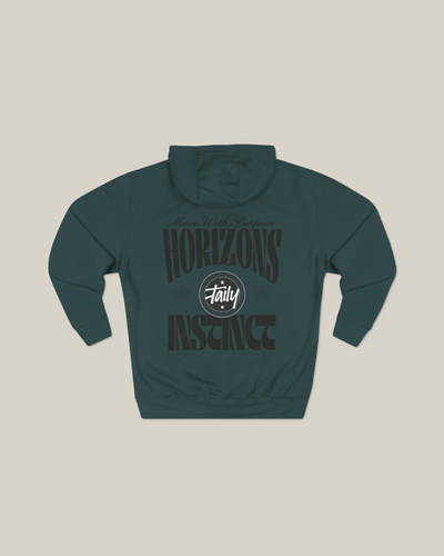 Taily Horizons Instinct Hoodie – Sports Green with back graphic detailing and Taily emblem.