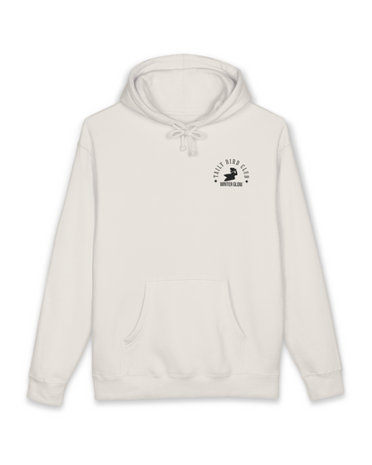 Taily Bird Club Winter Glow Hoodie – Bone features a front emblem and a cozy, streetwear design.