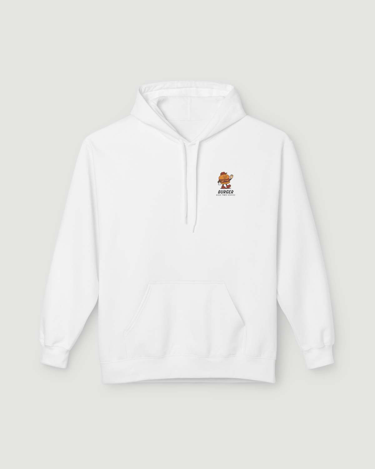 Vintage Burger Hoodie – Good Times Service (White)