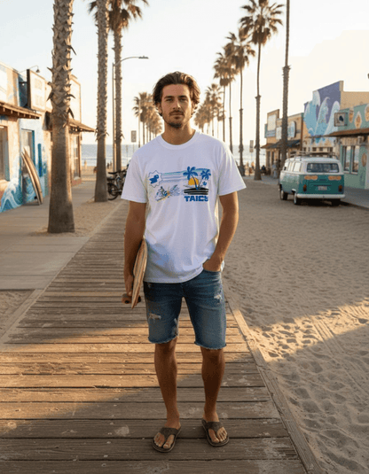 Taily Jet Splash Streetwear Graphic T-Shirt – White