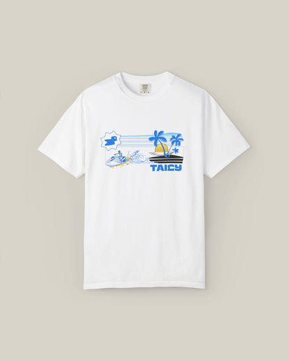 Taily Jet Splash Streetwear Graphic T-Shirt – White
