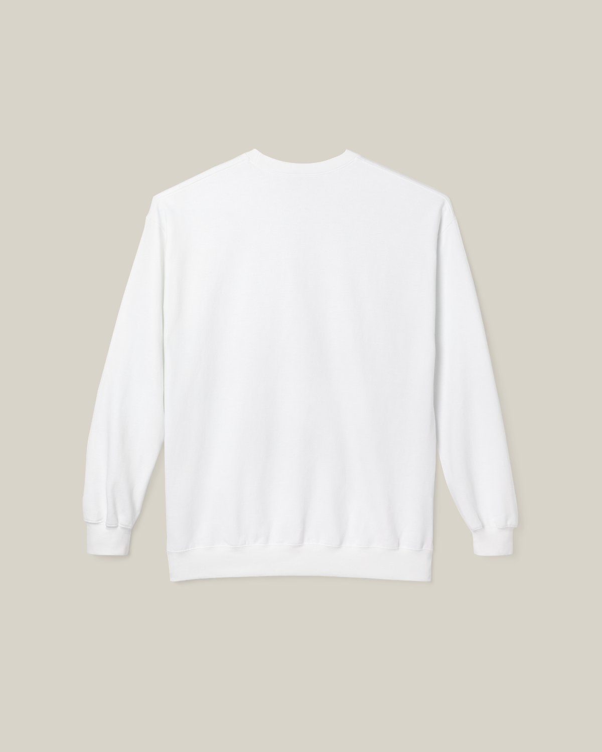 Back view of Taily Rain Club sweatshirt in white, showcasing its clean design and comfortable fit.
