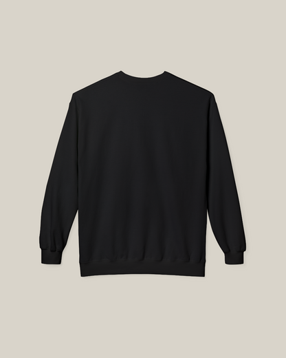 Back view of the Taily Rain Club sweatshirt in Black, showcasing its minimalist design.