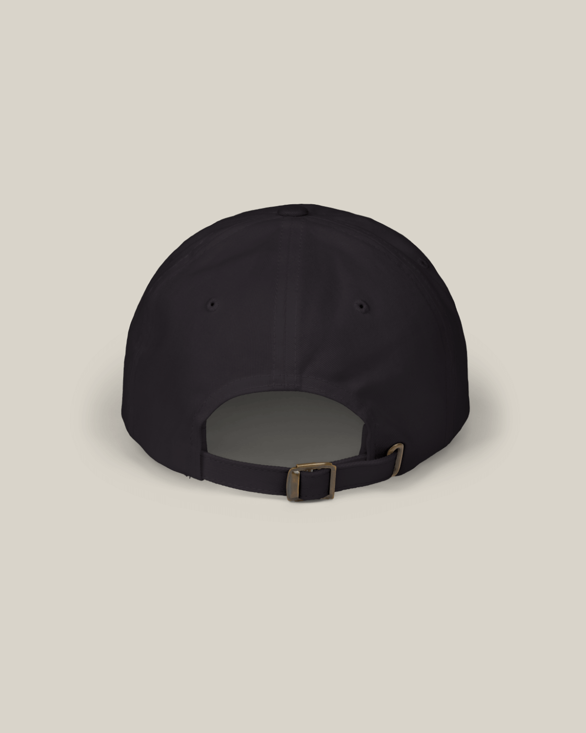 Back view of the Taily Classic Dad Cap in black cotton showcasing its relaxed fit and adjustable strap.
