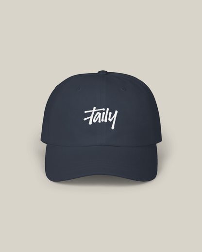 Taily Classic Dad Cap in navy cotton with a relaxed design and embroidered logo.