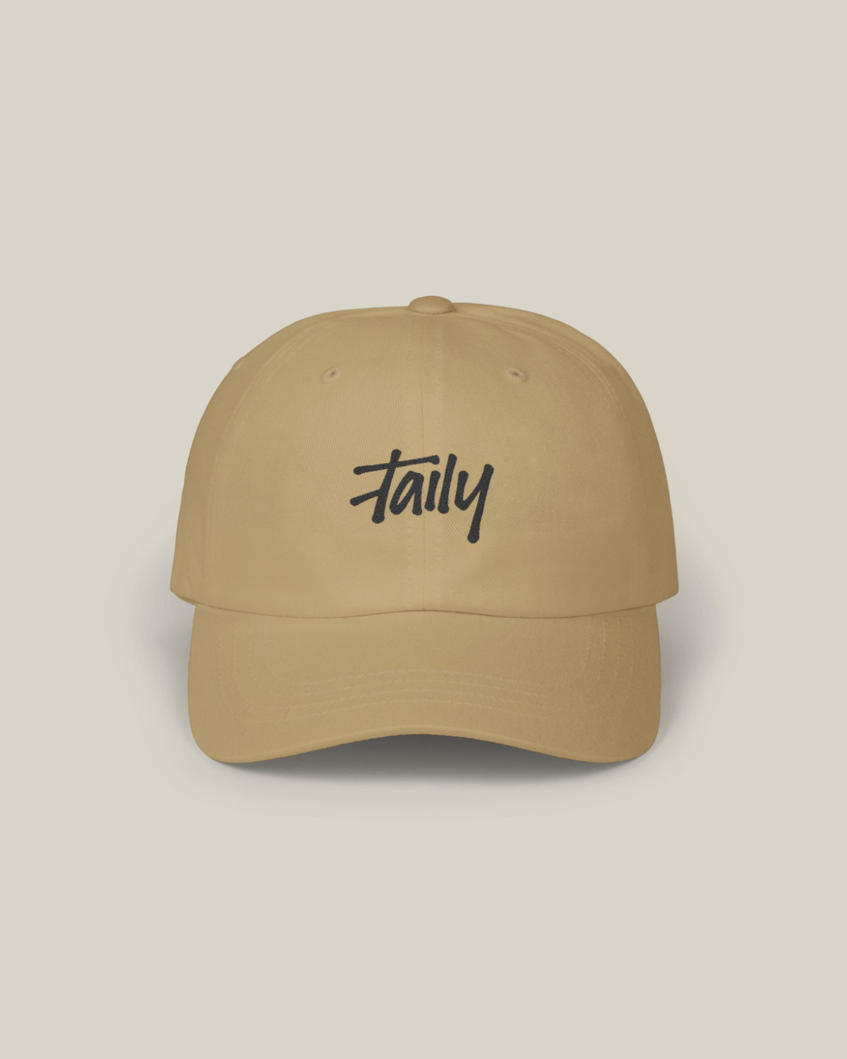 Taily Classic Dad Cap in khaki cotton showcasing a relaxed streetwear style.