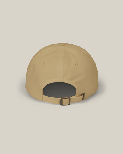 Back view of Taily Classic Dad Cap in khaki cotton, showcasing adjustable strap and relaxed style.