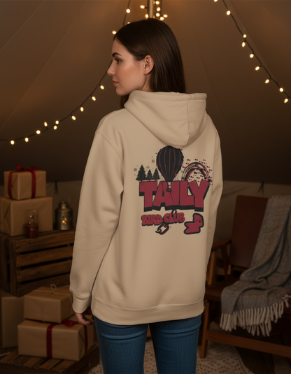 Taily Bird Parkland Hoodie in Sandstone, showcasing graphic design on the back, perfect for cool weather and casual wear.