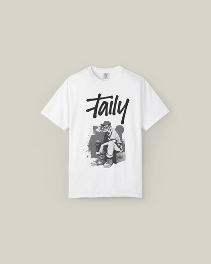 Taily Street Scene Graphic Tee featuring urban character design, perfect for streetwear style and comfort.