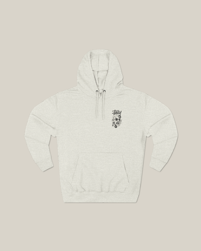 Taily Rage streetwear graphic hoodie in oatmeal with front logo, showcasing urban style and comfort.