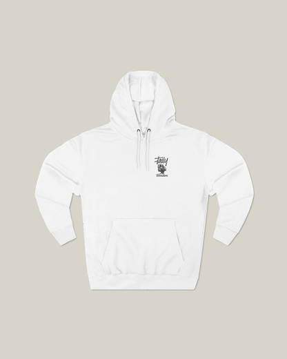 Vintage graphic hoodie in white from Taily Wonders with floral design, ideal for unique streetwear style.