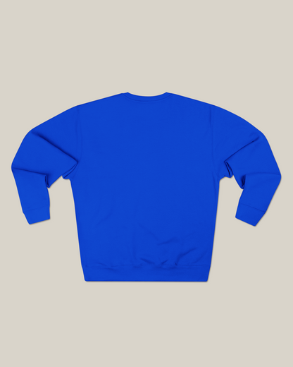 Back view of the RBW Club sweatshirt in vibrant royal blue color.