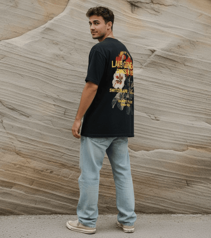 Taily Swiss Alps Vintage Boxy T-Shirt – Black