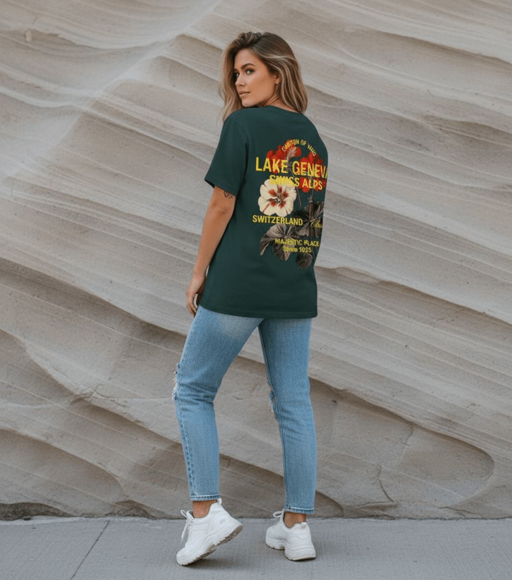 Taily Swiss Alps Vintage Boxy T-Shirt – Forest