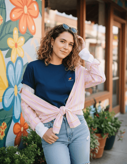 Bird Club Pocket T-Shirt Navy | Taily Apparel Streetwear