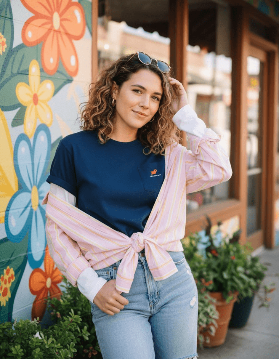 Bird Club Pocket T-Shirt Navy | Taily Apparel Streetwear