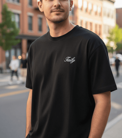 Taily Swiss Alps Vintage Boxy T-Shirt – Black
