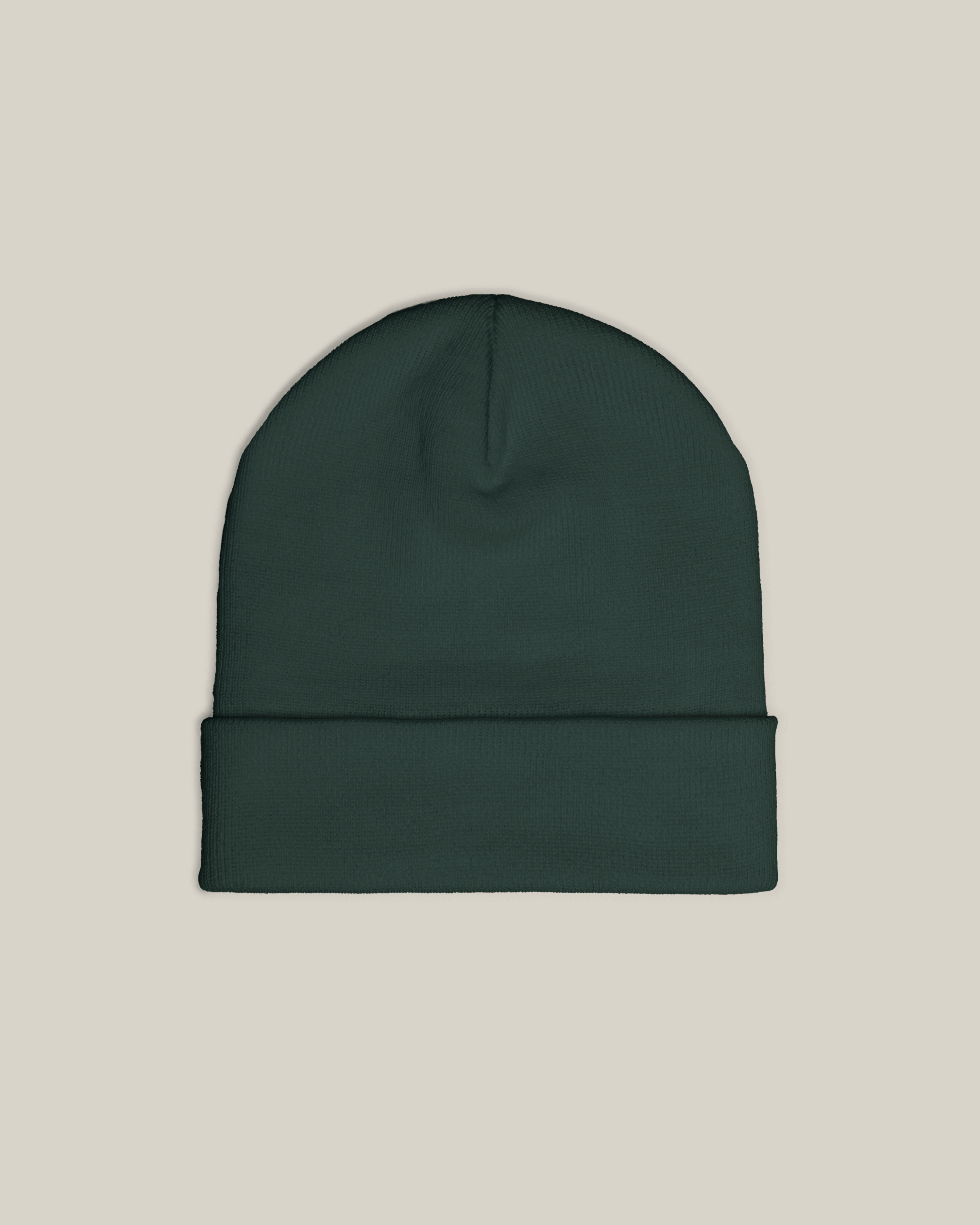Taily Bird Knit Beanie in dark green, showcasing its simple and stylish design perfect for streetwear.