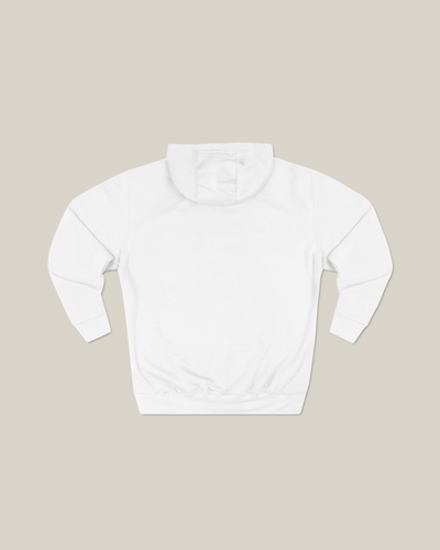 Back view of the Taily World Streetwear Graphic Hoodie in white, showcasing the comfortable fleece material.