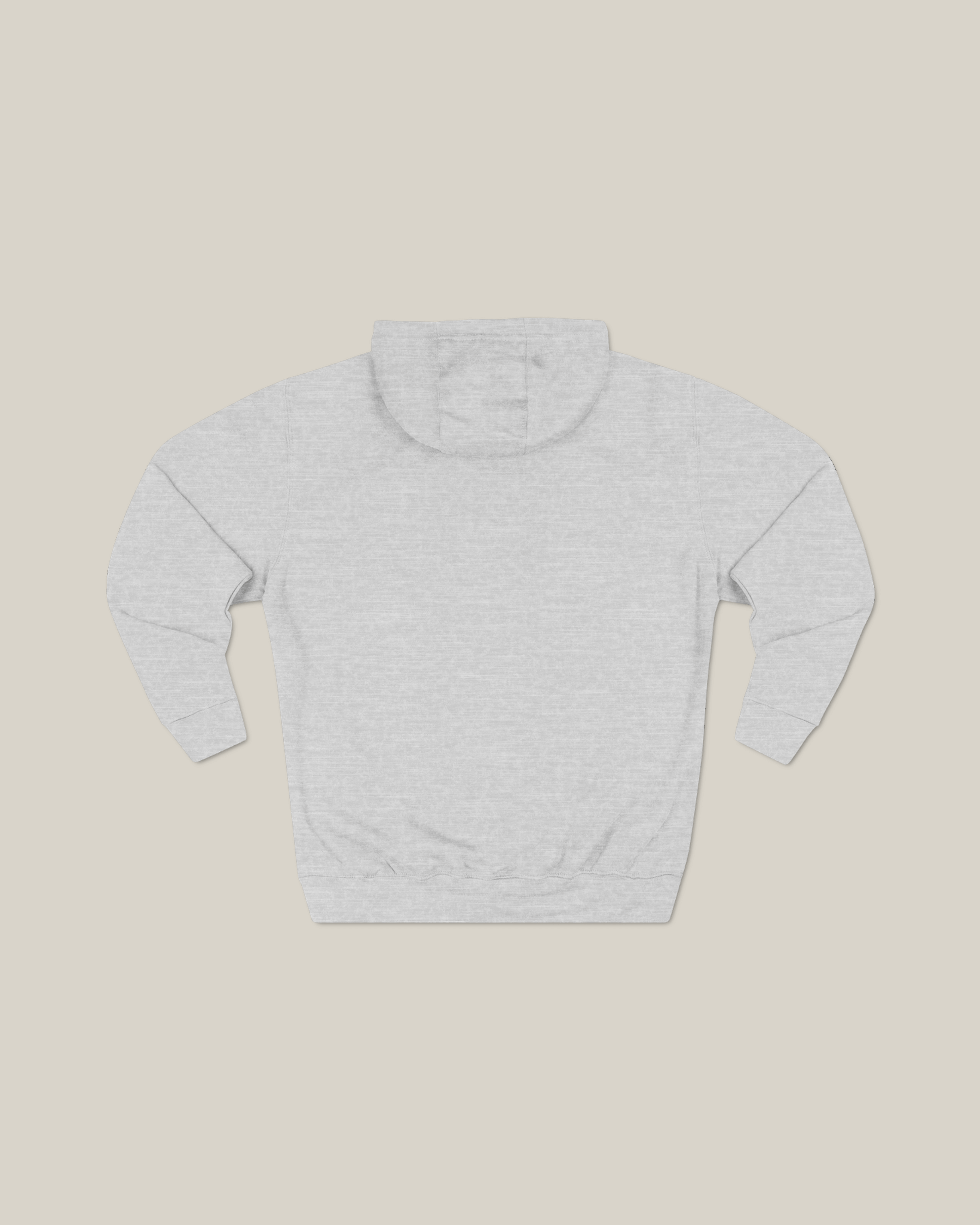 Back view of Taily World Streetwear Graphic Hoodie in heather grey, showcasing the soft fleece fabric.